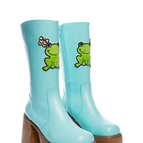 Dolls Kill x dELiA*s Collab Hop Along Vegan Leather Knee High Platform Boots - Picture 2 of 7